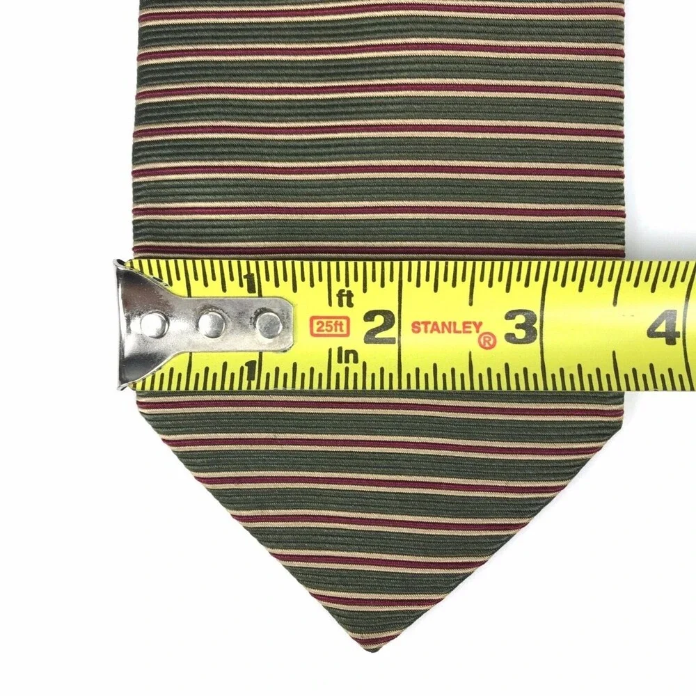 READ-Brooks Brothers Tie Silk Red Green Beige Striped Textured Business Necktie